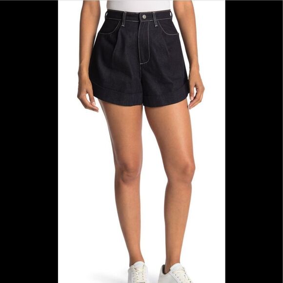 Weworewhat cuff jeans shorts size 27 in deep indigo , NWT - Picture 1 of 6